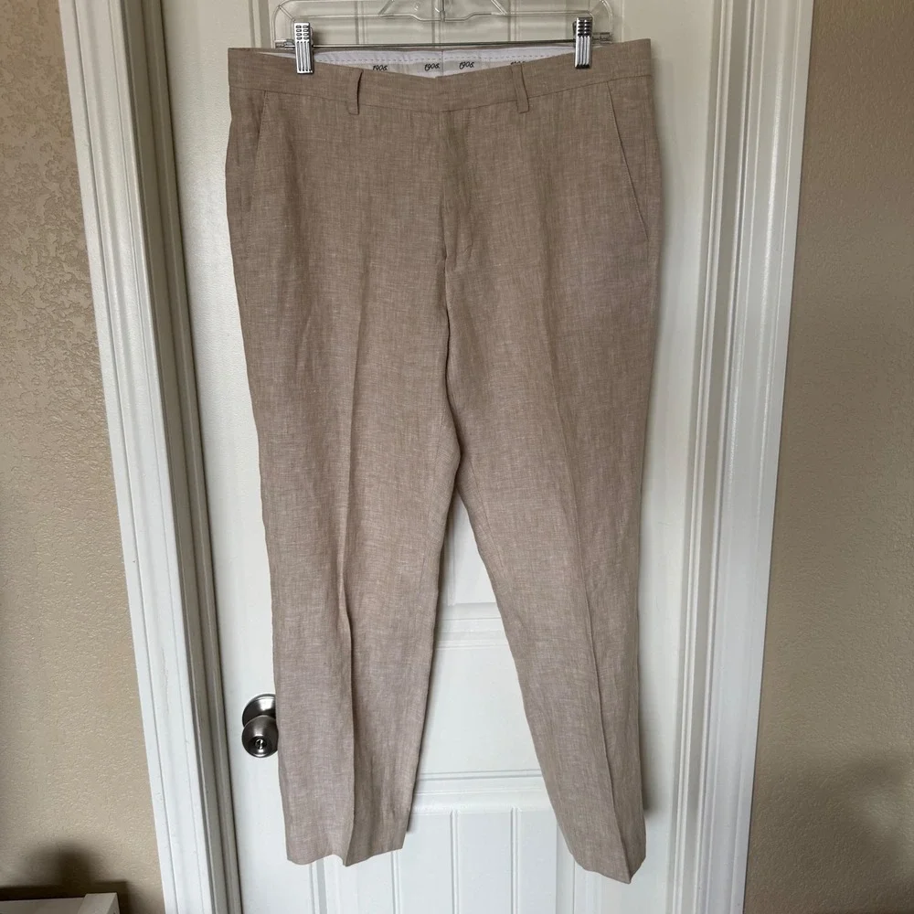 JOS A BANK 1905 Mens Tan Linen Blend Dress‎ Pants Size 34 Regular